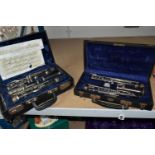 TWO CASED WOODWIND INSTRUMENTS: AN OBOE BY F. LORÉE OF PARIS, AND A CLARINET, the oboe stamped 'F.