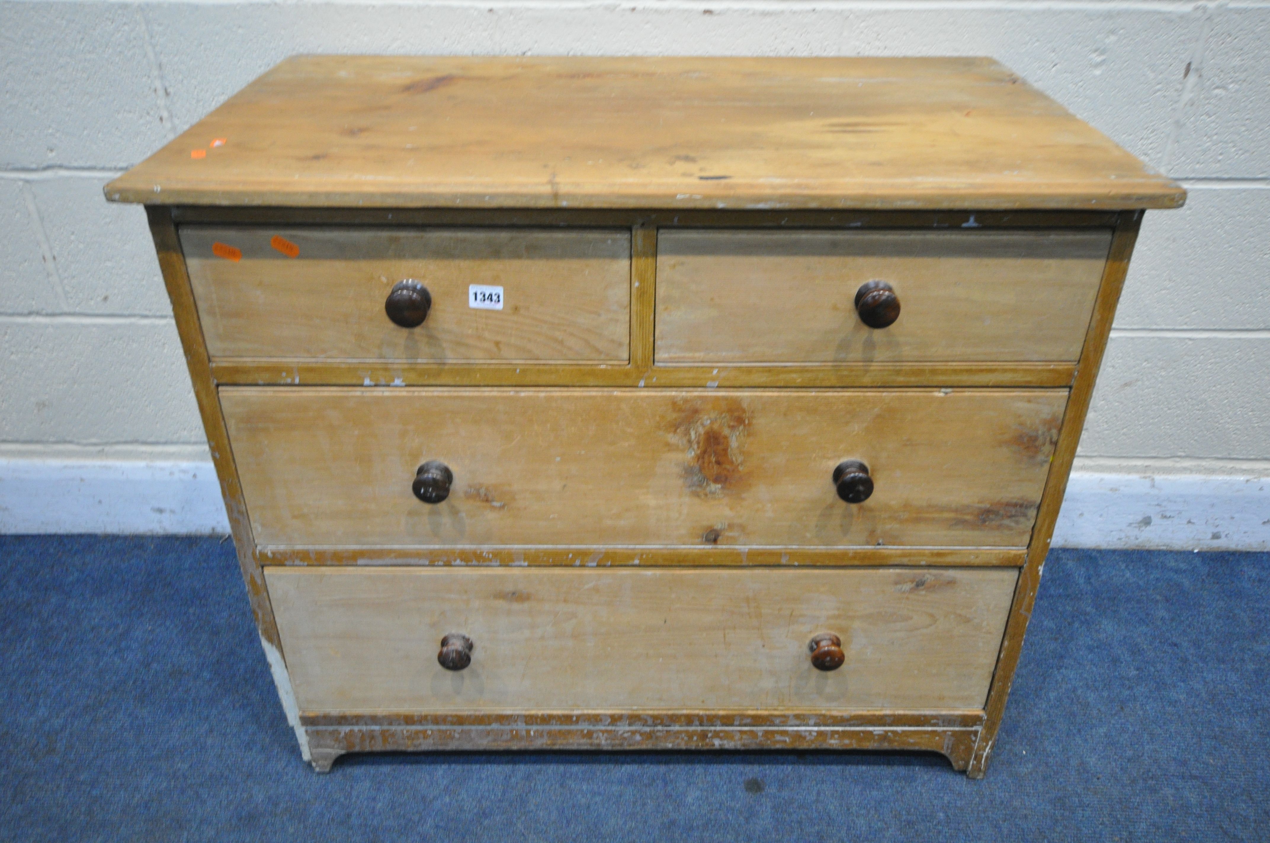 A VICTORIAN PINE CHEST OF TWO SHORT OVER THREE LONG DRAWERS, width 92cm x depth 53cm x height - Image 2 of 3