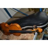 ANDREAS ZELLER VIOLIN FOR STENTOR, 36 cm back, total length approximately 59cm, together with hard