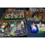 FOUR BOXES OF MISCELLANEOUS ORNAMENTS AND FIGURINES, to include a quantity of empty gift boxes for