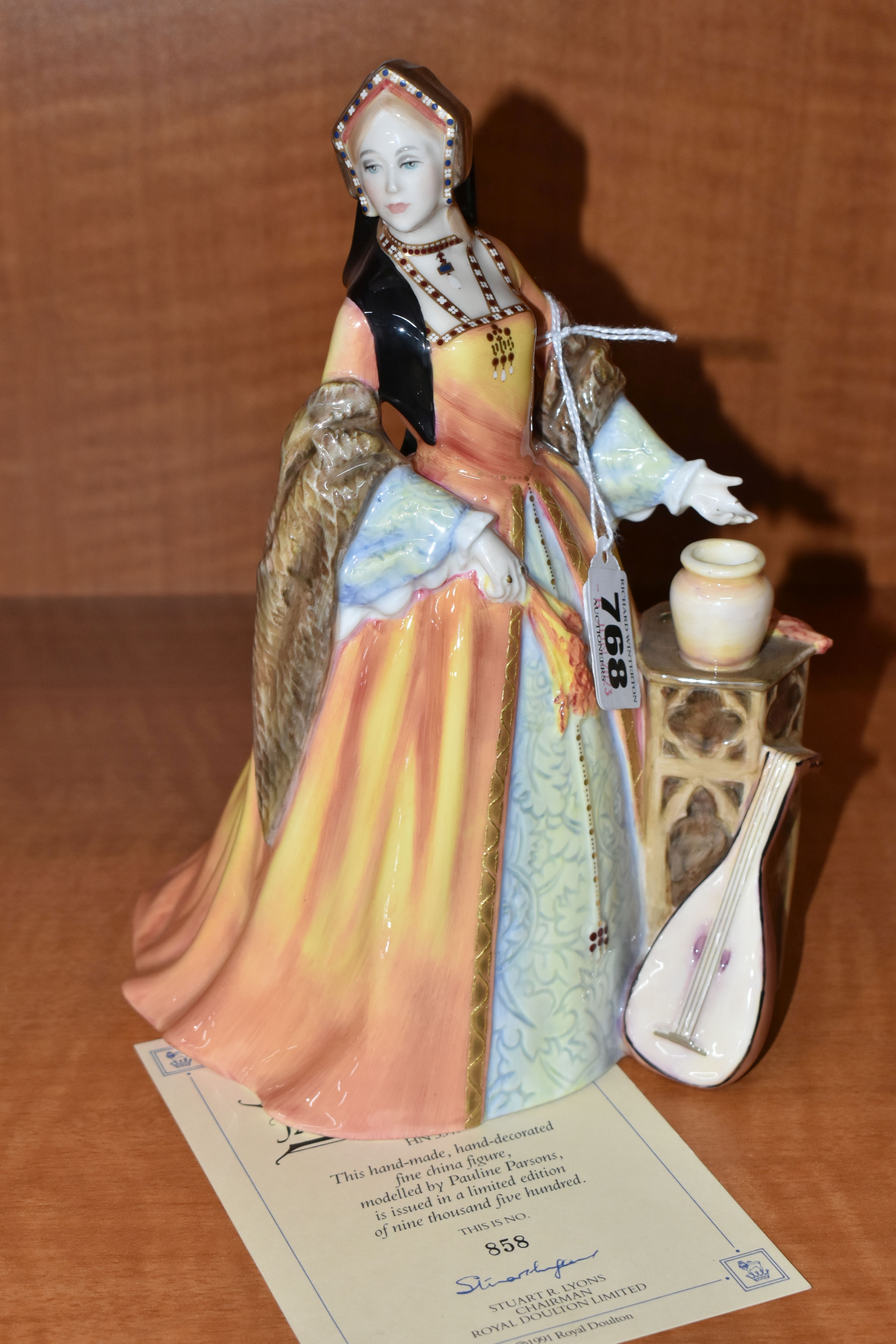A ROYAL DOULTON 'JANE SEYMOUR' FIGURINE, HN3349, limited edition, numbered 858/9500, with