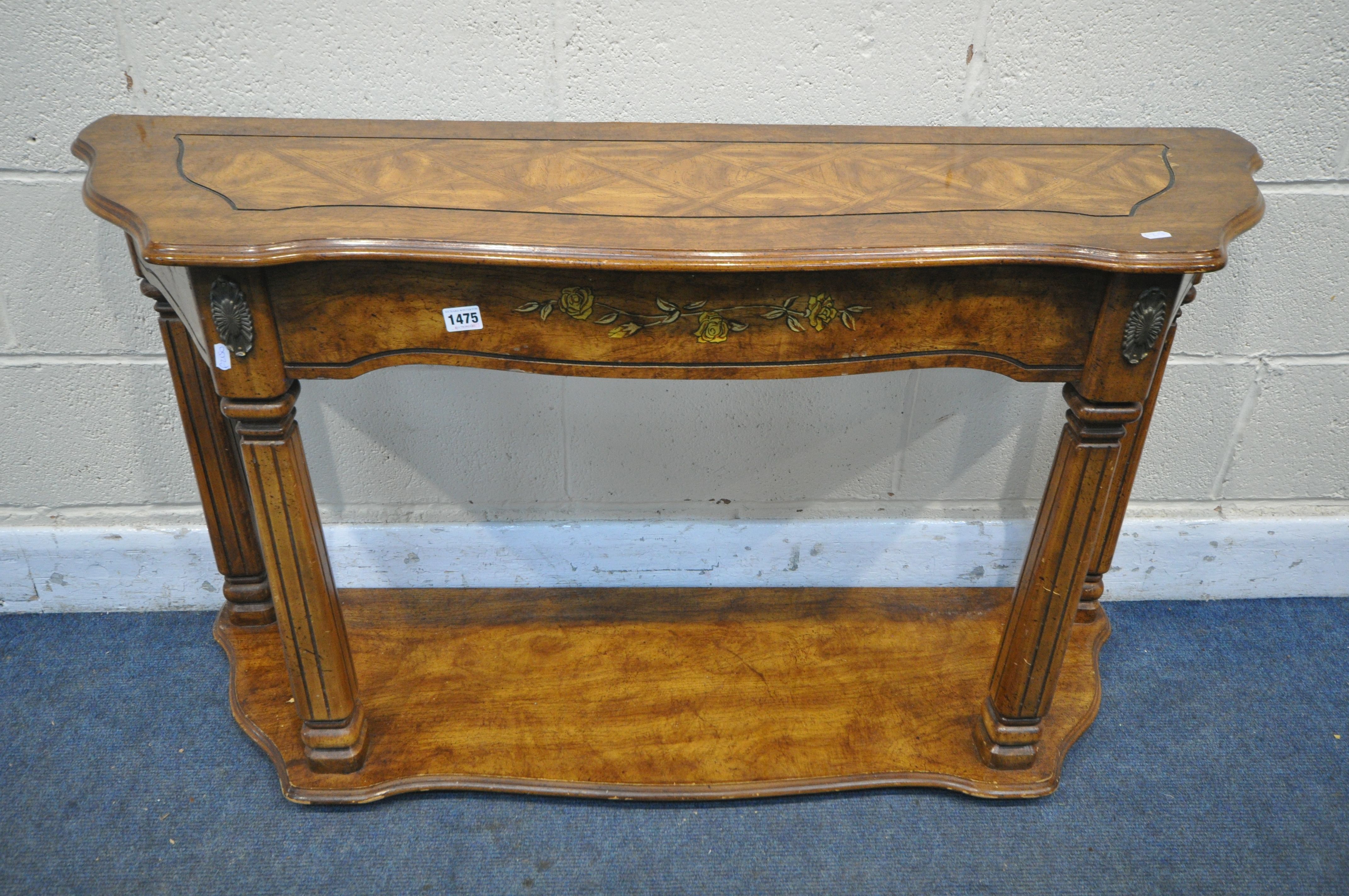 A LATE 20TH CENTURY ITALIAN STYLE SIDE TABLE, width 123cm x depth 36cm x height 70cm (condition:-