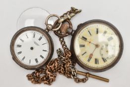 TWO OPEN FACE POCKET WATCHES, the first a ladys silver pocket watch, hallmarked Birmingham 1886, a
