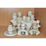 A COLLECTION OF WORLD WAR ONE CRESTED WARE BUSTS, eleven pieces to include King George V, Lord