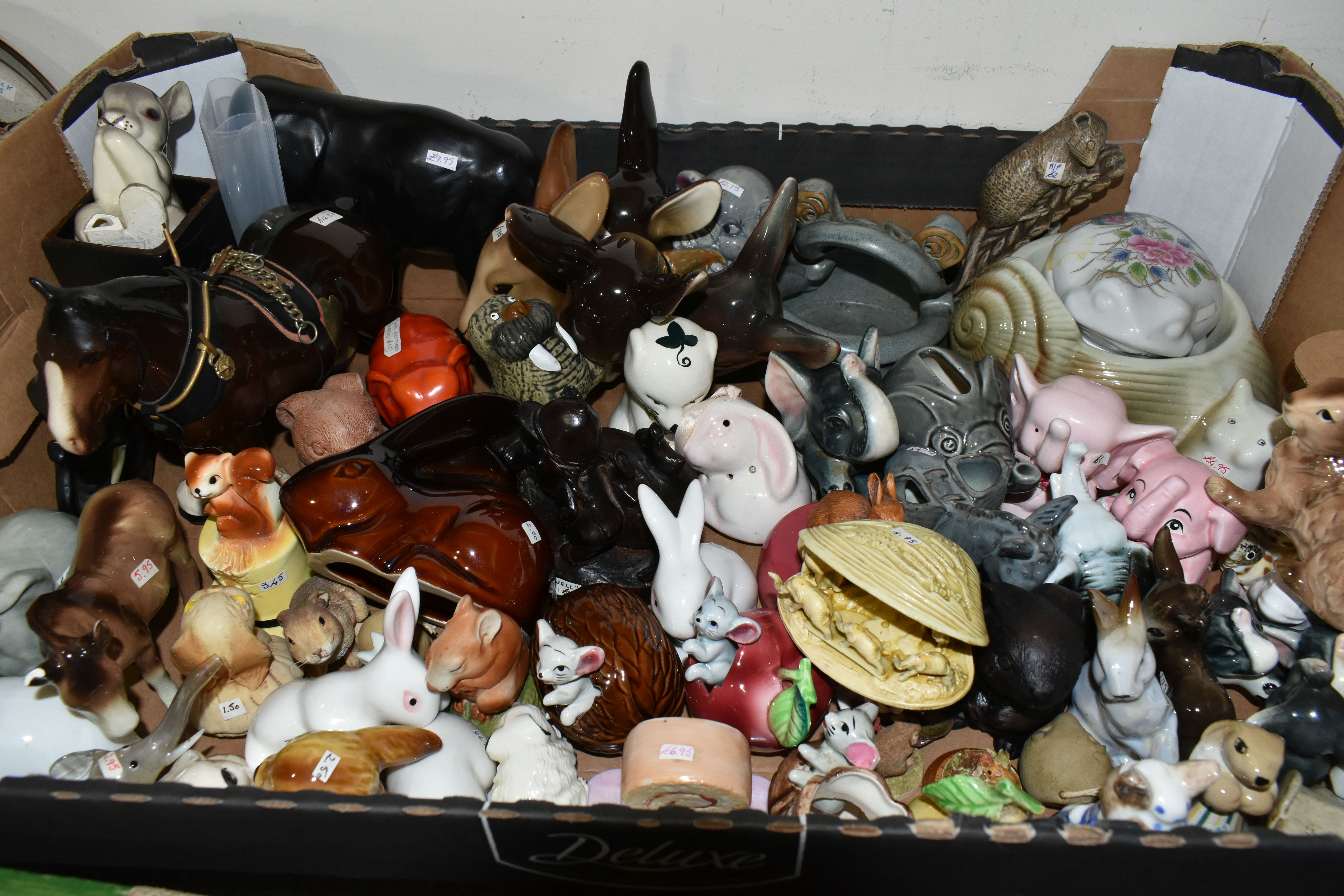 FIVE BOXES OF ANIMAL ORNAMENTS, to include four Midwinter deer head plaques, a Walter Bosse brass - Image 6 of 6