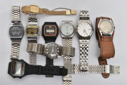 A BAG OF ASSORTED GENTS WRISTWATCHES, to include a 'Seiko SQ 50', a 'Sekonda 17 jewels, a 'Timex