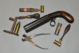 AN ANTIQUE .36'' CALIBRE COOPERS PATENT UNDERHAMMER PERCUSSION PEPPERBOX PISTOL, fitted with 5