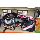 THREE OFF ROAD PRO KIDS MOTOCROSS HELMETS, comprising a new and unused Wulf Off Road Pro pink and