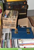 ONE BOX OF CDS, DVDS 45RPM RECORDS AND L.P RECORDS, over sixty L.P records to include artist The