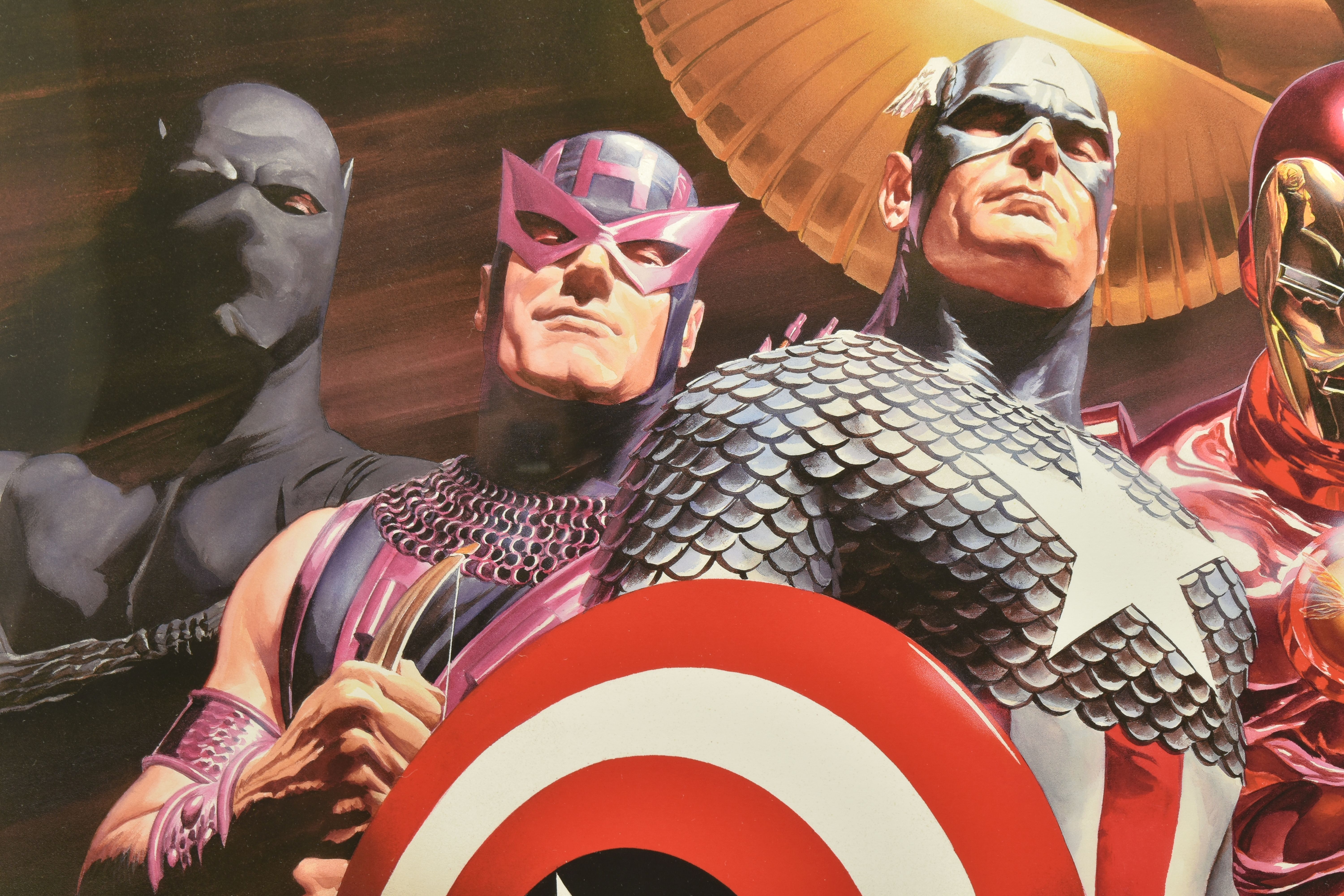 ALEX ROSS FOR MARVEL COMICS 'ASSEMBLE', a signed limited print on paper, depicting Avengers Super - Image 4 of 8