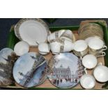 A BOX OF CERAMICS, to include a thirty seven piece Adderley tea set, a set of twelve Bradford