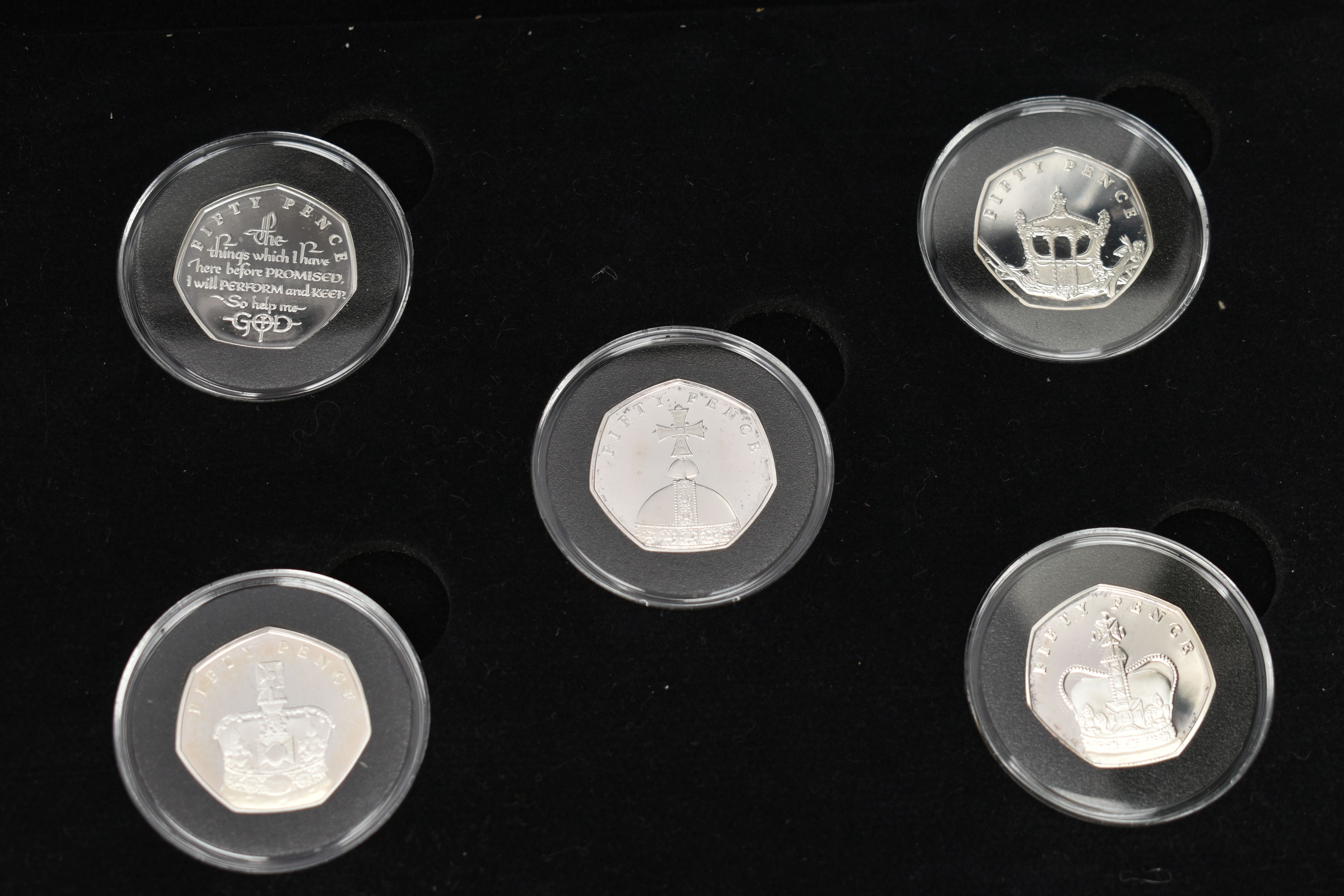 A GLAZED DISPLAY BOX THREE DECADES of GEORGE V STAMP AND COIN SET, to include four trays of silver - Image 5 of 18