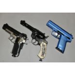 A BB PISTOL, painted blue, bearing no makers name or serial number, together with a Co2 BB Daisy