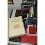 EPHEMERA, a collection of antiquarian and modern Bibles, including a 1955 edition with a message