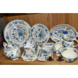 ELEVEN PIECES OF MASONS REGENCY PATTERN TABLEWARES, comprising rectangular twin handled sugar box