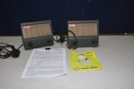 A PAIR OF VINTAGE PYE 'TALKBOX' WIRELESS VALVE COMMUNICATION CABINETS with manual and Service
