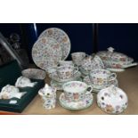 A GROUP OF MINTON 'HADDON HALL' PATTERN TEAWARE, comprising an oval trinket dish (marked as second