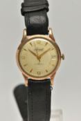 A GENTS 9CT GOLD 'ACCURIST' WRISTWATCH, round discoloured dial signed 'Accurist 21 jewels,