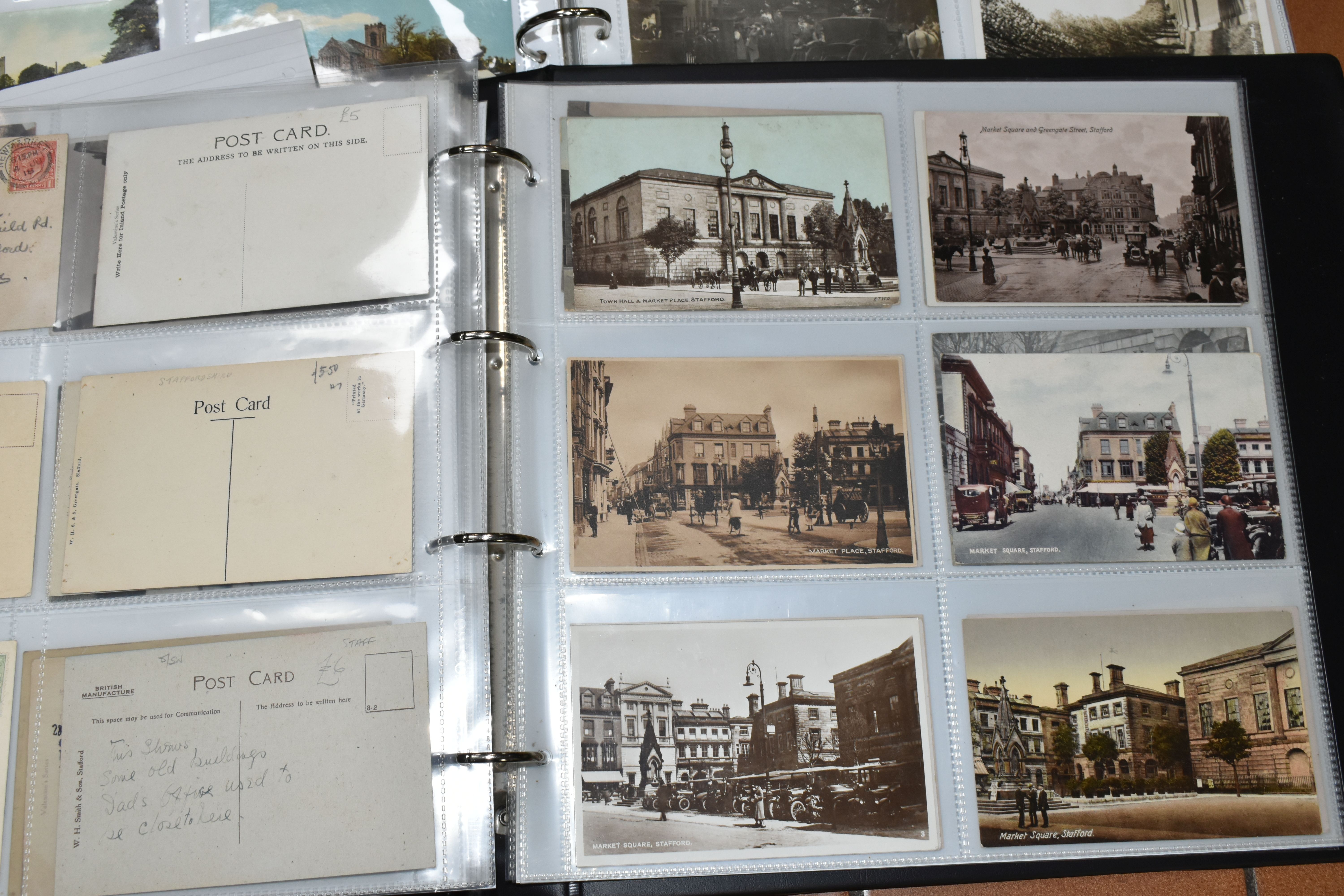 STAFFORDSHIRE POSTCARDS, Three Albums containing 761 early 20th century Postcards of cities, - Image 11 of 24