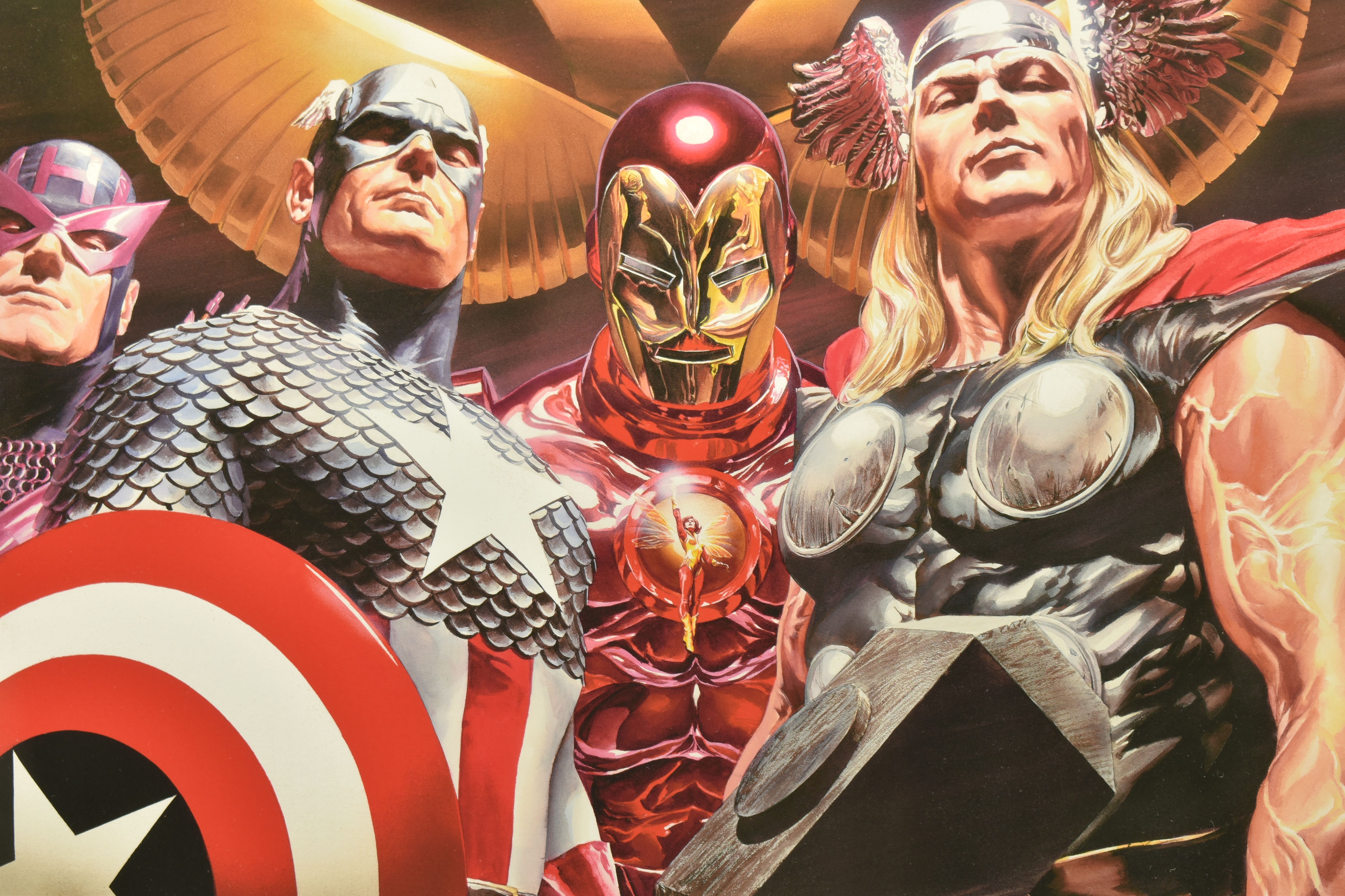 ALEX ROSS FOR MARVEL COMICS 'ASSEMBLE', a signed limited print on paper, depicting Avengers Super - Image 2 of 8