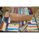 THREE BOXES OF BOOKS containing approximately 100-110 titles in hardback and paperback formats and