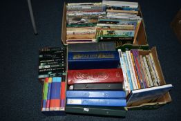 TWO BOXES OF BOOKS, MAGAZINES & EPHEMERA, subjects include motorcycling and motocross, toys, guns,