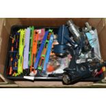 THREE BOXES AND LOOSE FISHING EQUIPMENT, including rods: Daiwa Carp Match Pellet Waggler 12W (good