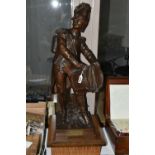 AFTER HENRY ETIENNE DUMAIGE (FRENCH 1830-1888) A BRONZE SCULPTURE OF A REVOLUTIONARY DRUMMER, on a