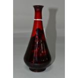 A ROYAL DOULTON SMALL FLAMBÉ BUD VASE, signed NOKE on the base (1) (Condition report: appears in