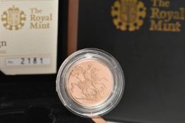 A ROYAL MINT BOXED WITH CERTIFICATE GOLD PROOF SOVEREIGN 2010