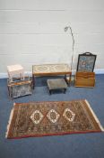 A SELECTION OF OCCASIONAL FURNITURE, to include a mid-century tile top coffee table, width 86cm x