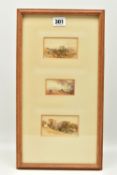 CIRCLE OF ROBERT BRANDARD (1805-1862) THREE LANDSCAPE STUDIES, unsigned, watercolours on paper,