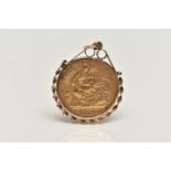 A HALF SOVEREIGN PENDANT, a Queen Victoria, half sovereign coin dated 1895, in a collet mount with