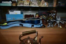 A GROUP OF COLLECTABLES, METALWARE, GAMES, ETC, including a four string Kohala ukelele, model no.