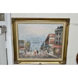 A 20TH CENTURY PARISIAN STREET SCENE, bears a signature 'Burnett' bottom right, oil on canvas,
