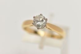 AN 18CT GOLD, SINGLE STONE DIAMOND RING, round brilliant cut diamond, estimated diamond weight 0.