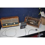 A VINTAGE PYE RANCHER VALVE RADIO in a walnut case, a R.G.D Model T1 valve radio (both untested),