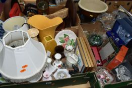 THREE BOXES AND LOOSE CERAMICS, GLASS AND SUNDRY ITEMS, to include a boxed Waterford Crystal '