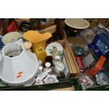 THREE BOXES AND LOOSE CERAMICS, GLASS AND SUNDRY ITEMS, to include a boxed Waterford Crystal '