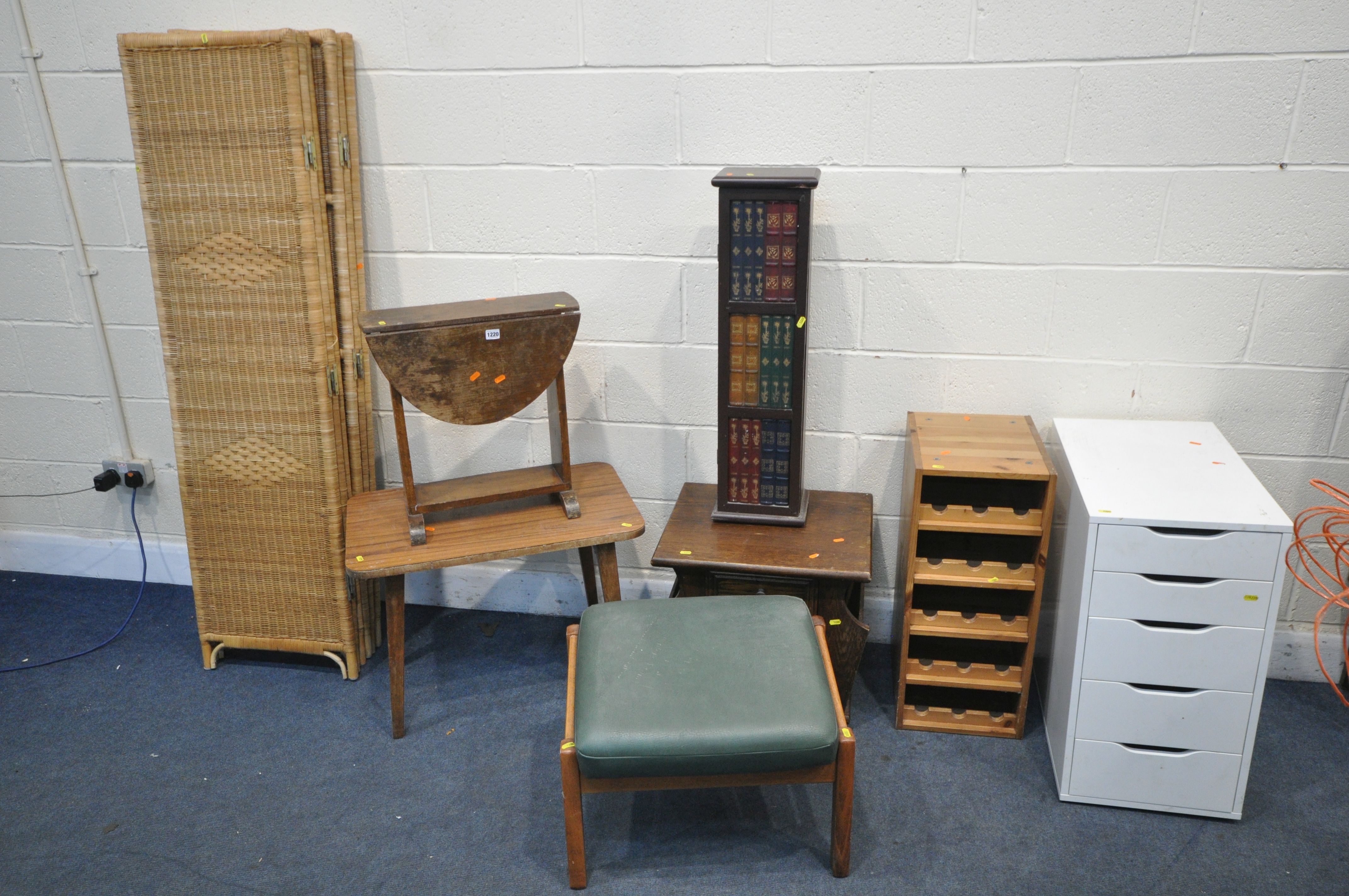 A SELECTION OF OCCASIONAL FURNITURE, to include a modern pine wine rack, a cd rack, a magazine