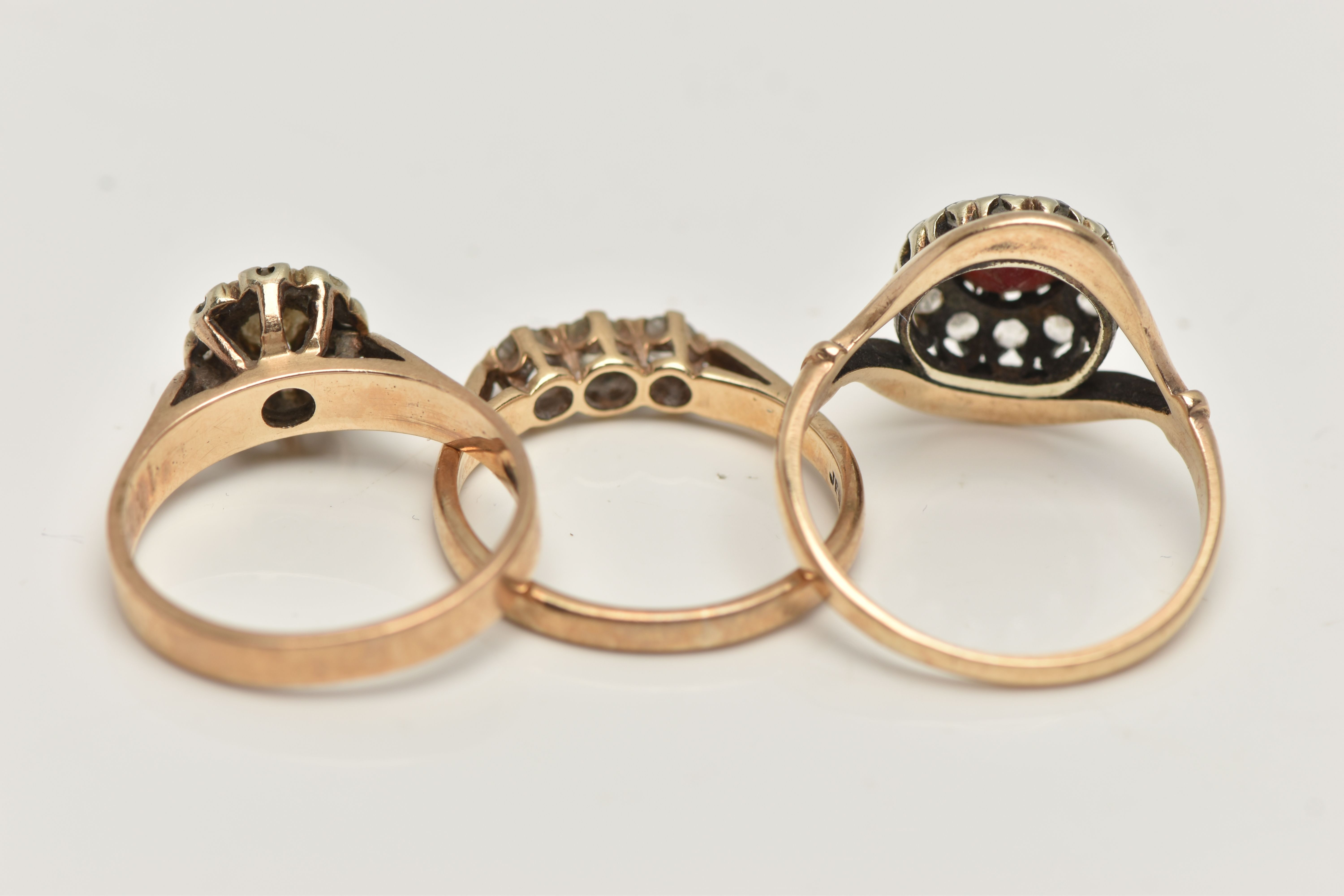 THREE GEM SET RINGS, the first a 9ct gold diamond cluster ring, estimated total diamond weight 0. - Bild 4 aus 4