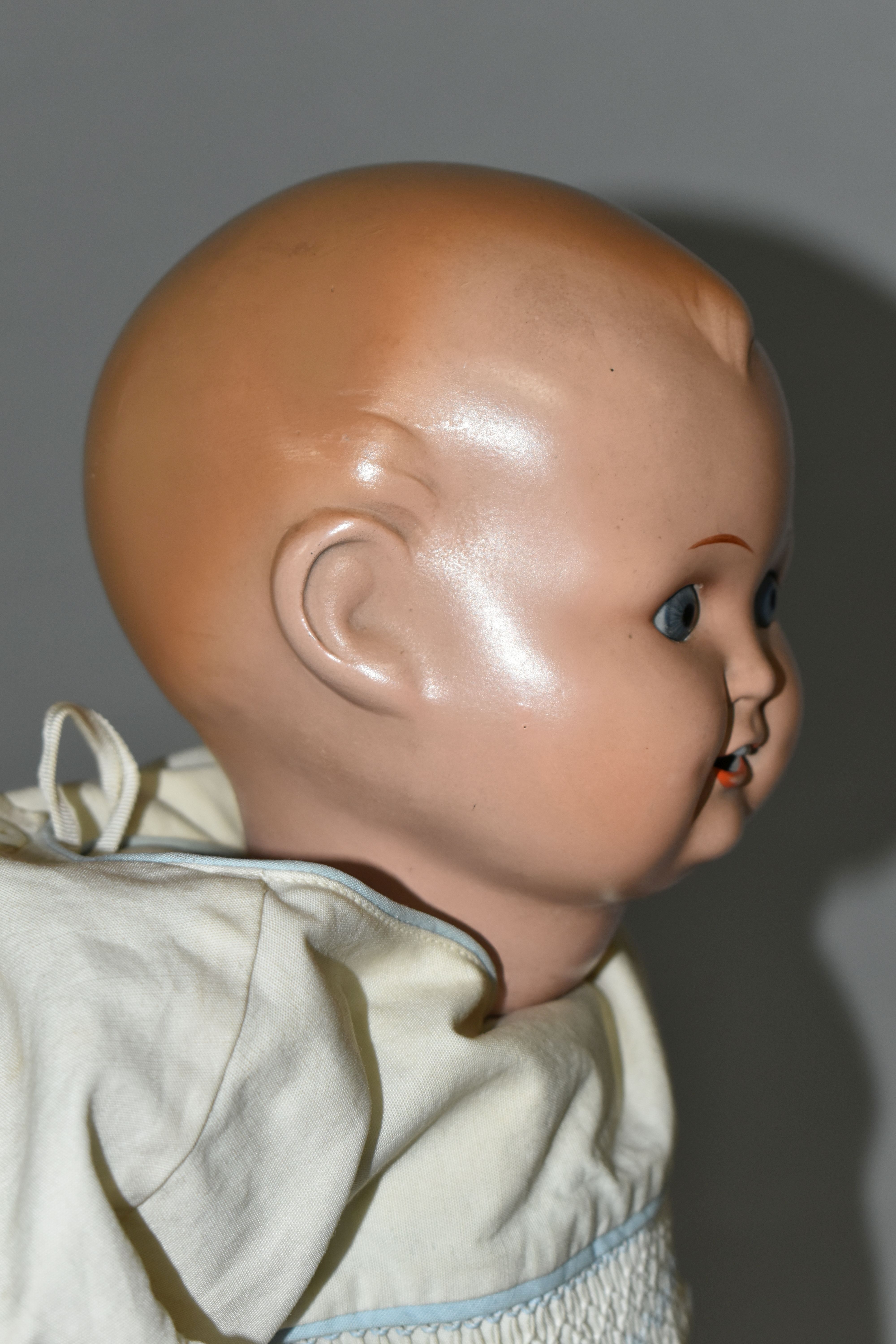 A HUGO WIEGARD DOLL, with bisque head, closing eyes, an open mouth showing two teeth, composite body - Image 3 of 7