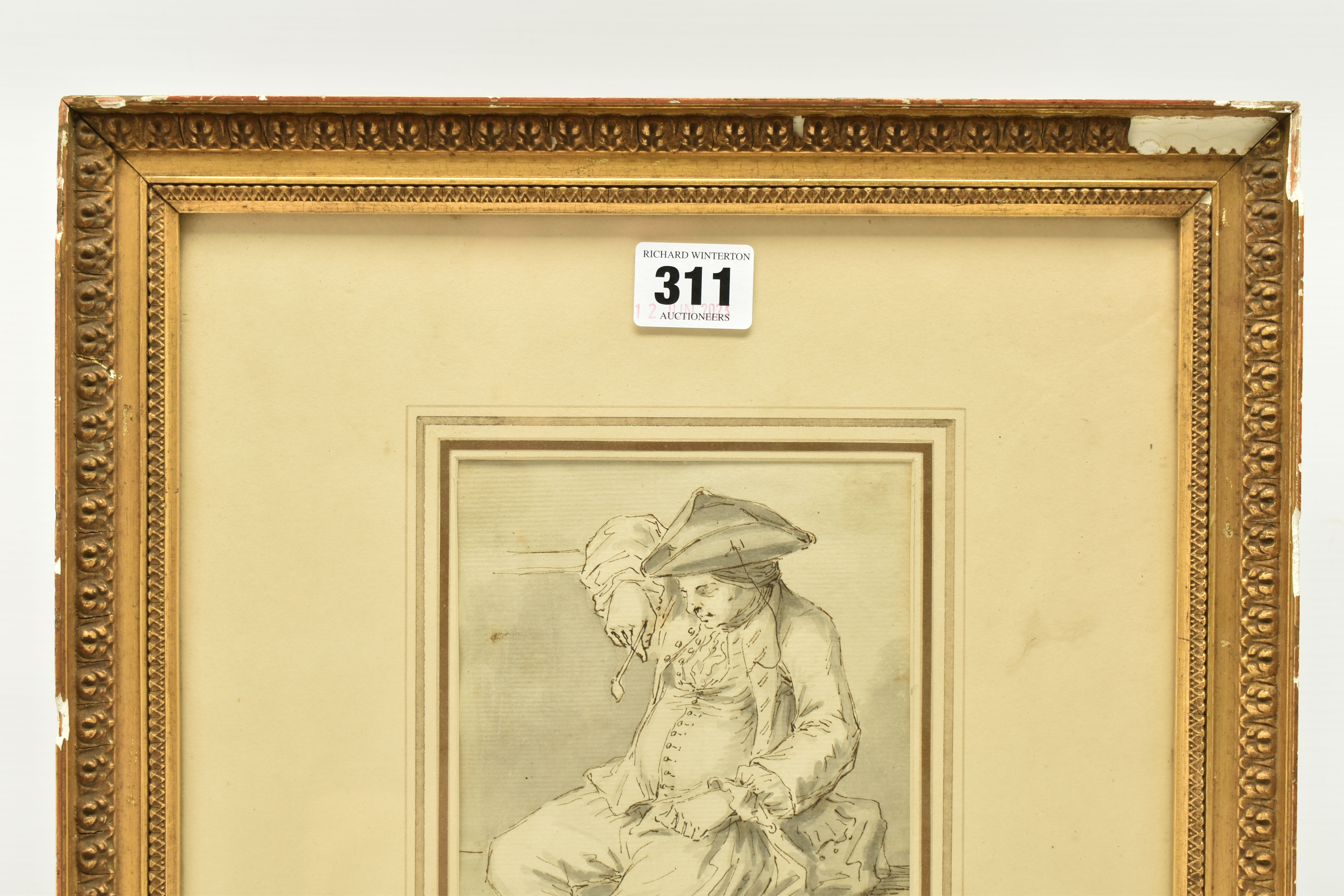 ATTRIBUTED TO LOUIS PHILIPPE BOITARD (?-circa 1770) A STUDY OF A SLEEPING MAN WITH A PIPE, unsigned, - Image 3 of 7