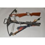 A COMPOUND BARNETT CROSSBOW, together with another unnamed crossbow, fourteen shaft, an antique