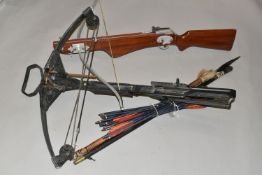 A COMPOUND BARNETT CROSSBOW, together with another unnamed crossbow, fourteen shaft, an antique
