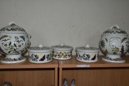 PORTMEIRION 'THE BOTANICAL GARDEN' PATTERN, two pedestal covered soup tureens together with three