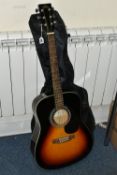 AN SX GUITARS MD160/VS ACOUSTIC GUITAR with Tobacco sunburst finish along with a soft case