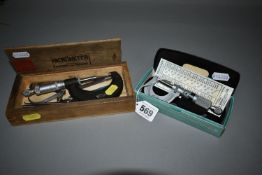 TWO BOXED MOORE & WRIGHT MICROMETERS, no.961B and 966B, together with a small quantity of other