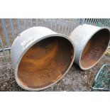 A PAIR OF LARGE VINTAGE GALVANISED WATER TUBS, 108cm diameter x height 52cm (condition:-in a used