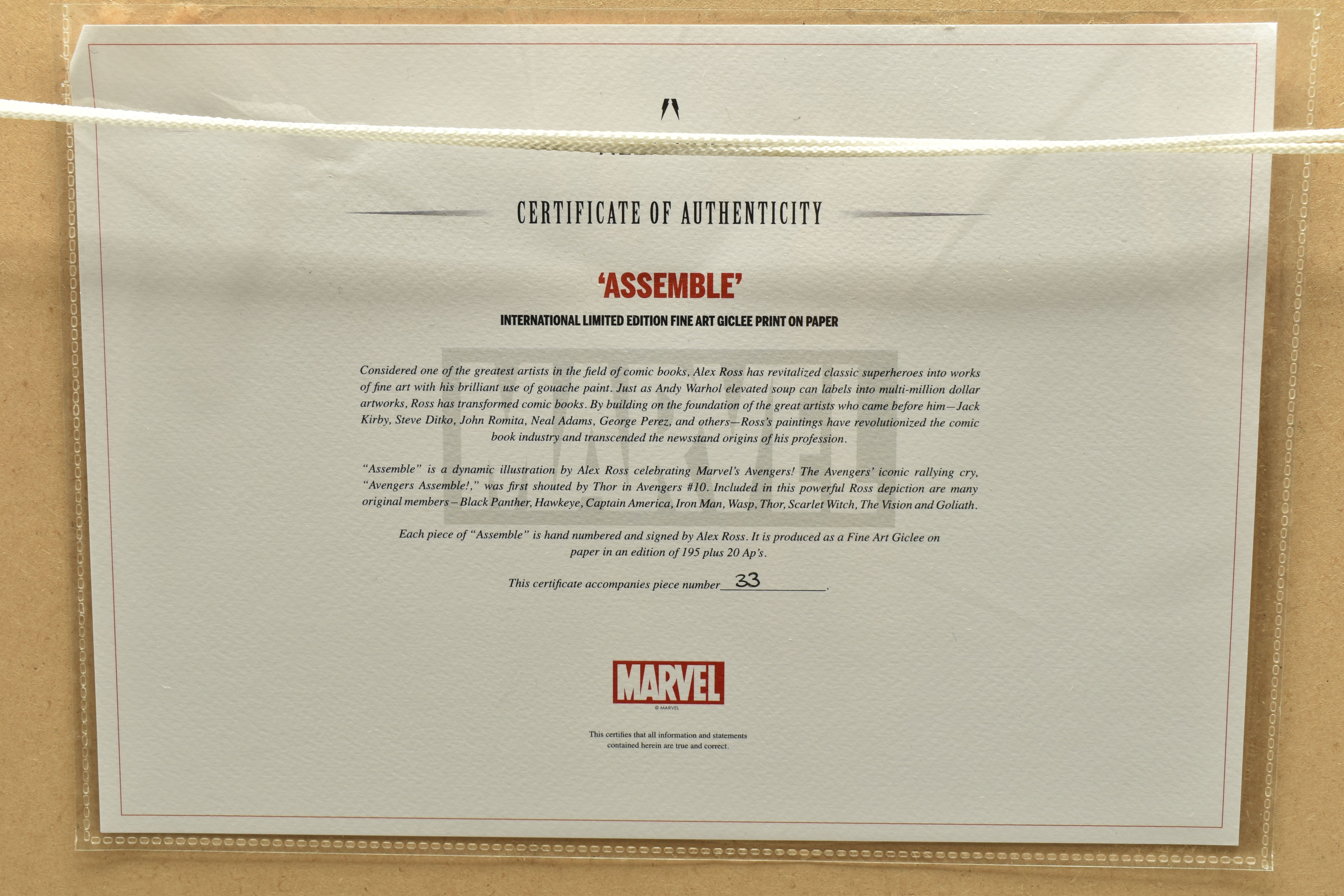 ALEX ROSS FOR MARVEL COMICS 'ASSEMBLE', a signed limited print on paper, depicting Avengers Super - Image 7 of 8